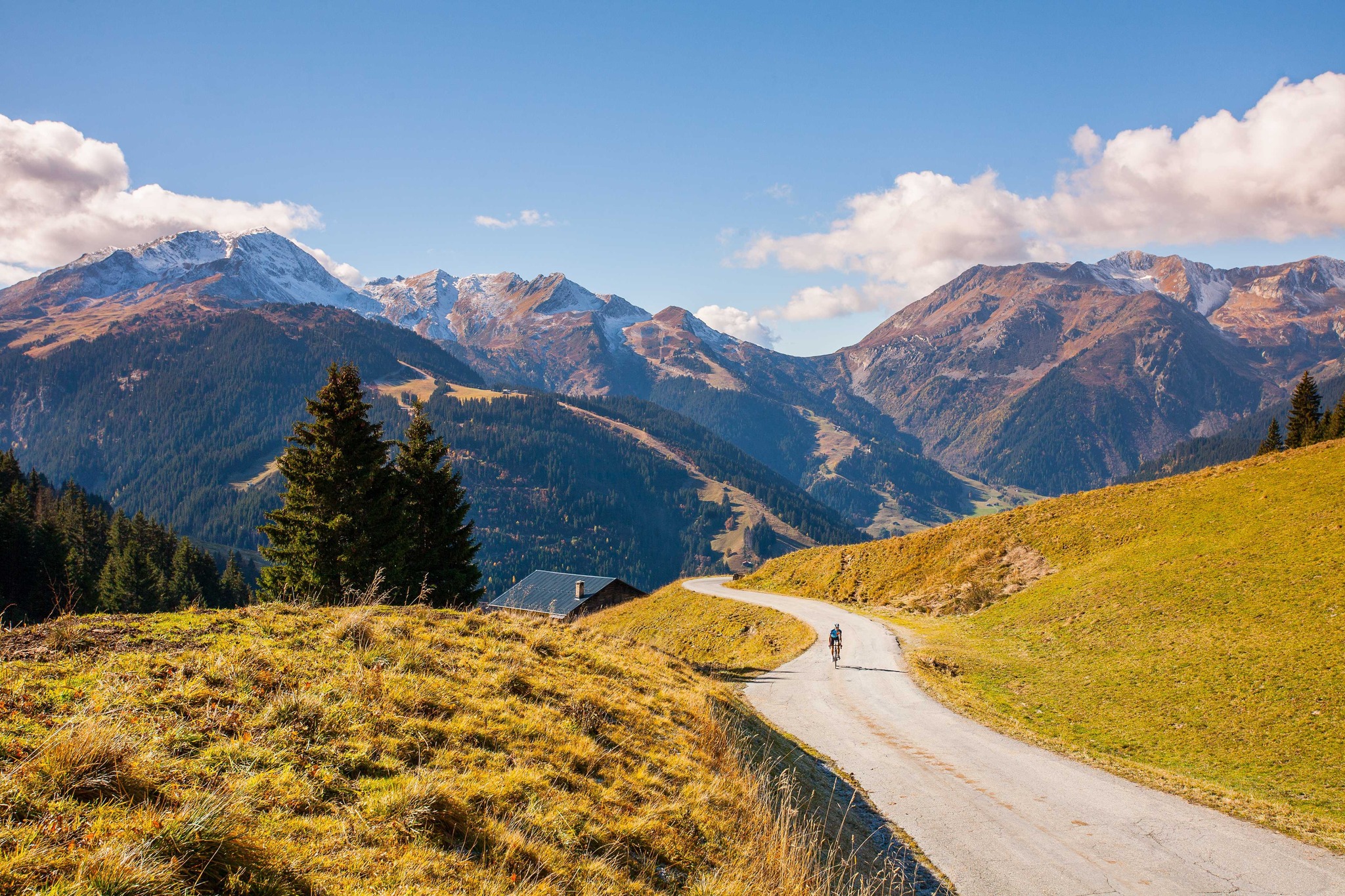 Golden larch and peaks in autumn, Beaufortain
