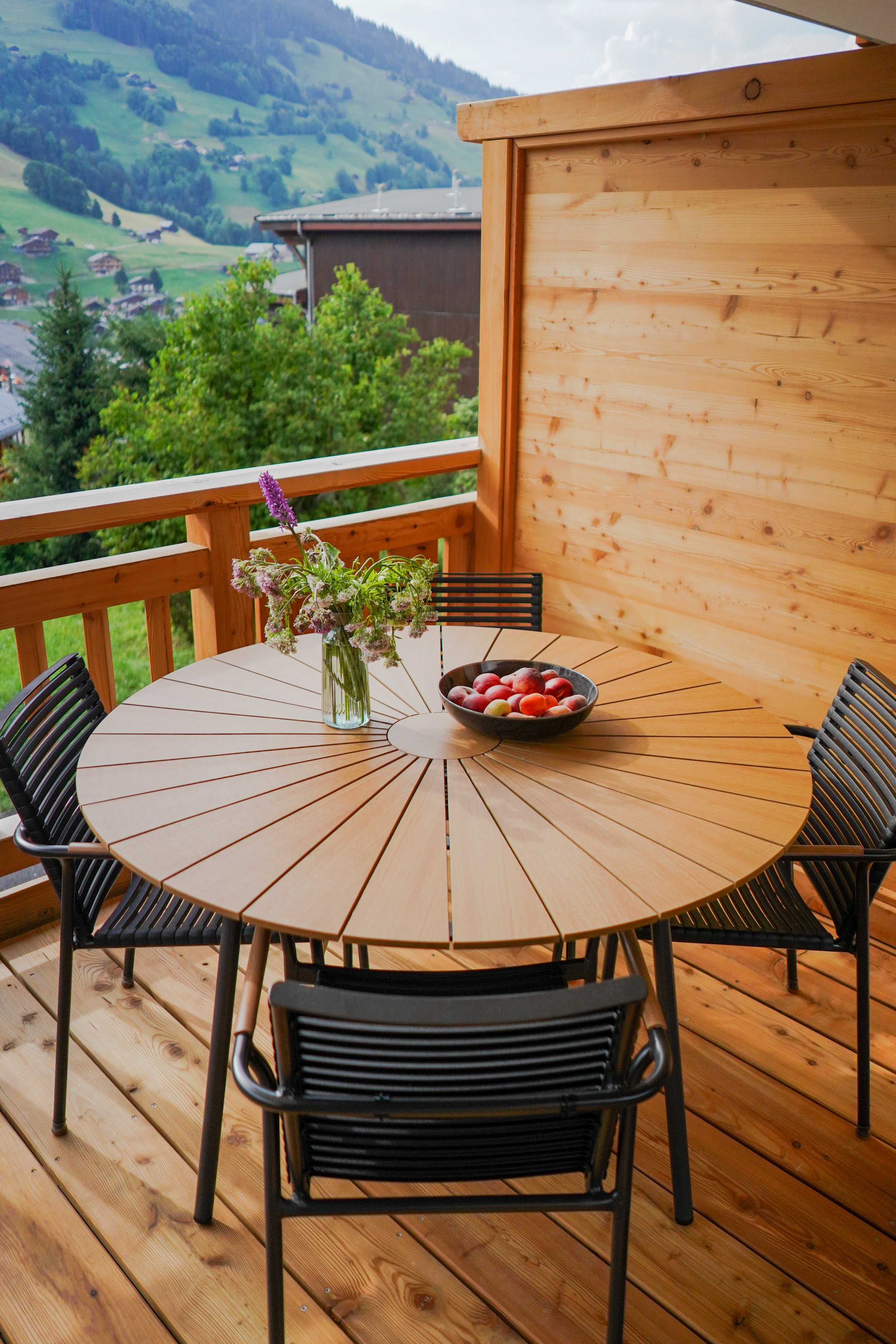Terrasse plein sud avec vue ouverte sur le massif