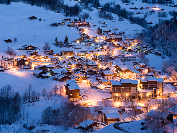 Mountain landscape near Arêches in winter